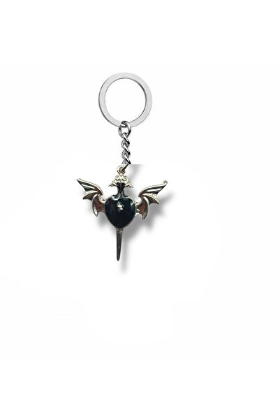 Yuchicly سلسلة مفاتيح للرجال والنساء من Wings and Sword Black Heart - قوية، م...
