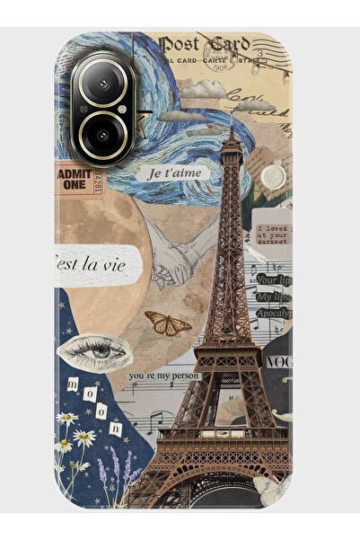 realme 12 Lite Kılıf Kamera Korumalı Baskılı Silikon Kapak - eyfel