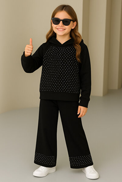 KOKOŞ BEBEK Комплект спортен екип с качулка за момичета с камъни – възраст 6–...