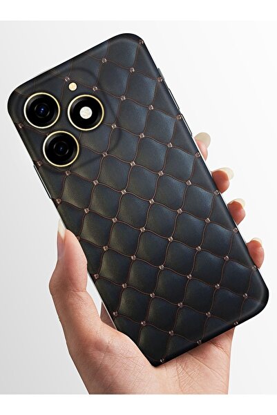 TECNO Spark 20 20c Kılıf Kamera Korumalı Baskılı Silikon Kapak - deri