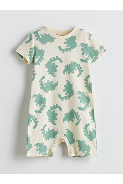 LC Waikiki Vizyon New Season Crew Neck Printed Baby Boy Combed Cotton Jumpsuit