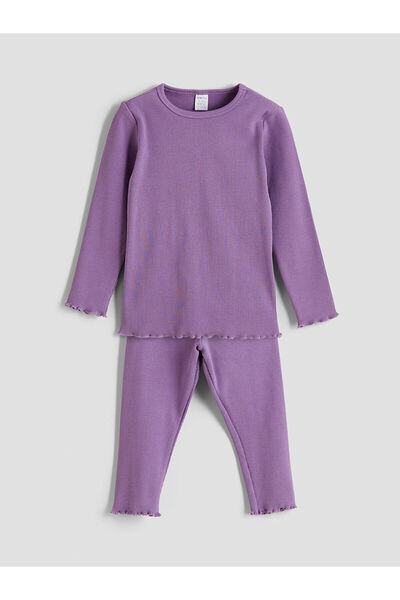 LC Waikiki Lcw Eco Lilac Ribbed Baby Girl T-Shirt and Leggings 2-Pack