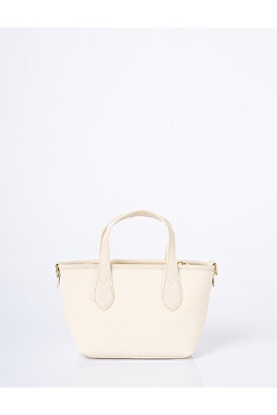 Kayra Textured Thick Strap Tote Bag Cream
