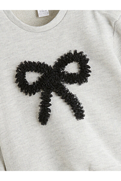 LC Waikiki New Season Bow Printed Girls' Sweatshirt and Leggings 2-Piece Set