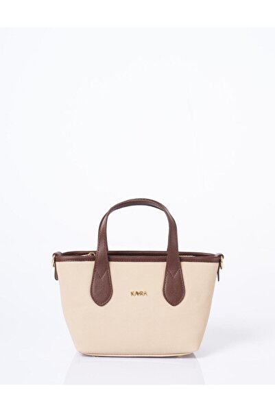 Kayra Textured Thick Strap Tote Bag Mink