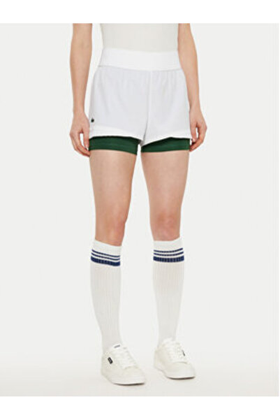 Lacoste Γυναικείο Αθλητικό Σορτς GF8598 Λευκό, Πράσινο