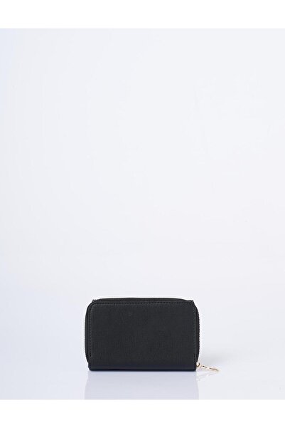 Kayra Gold Buckle Zippered Wallet Black