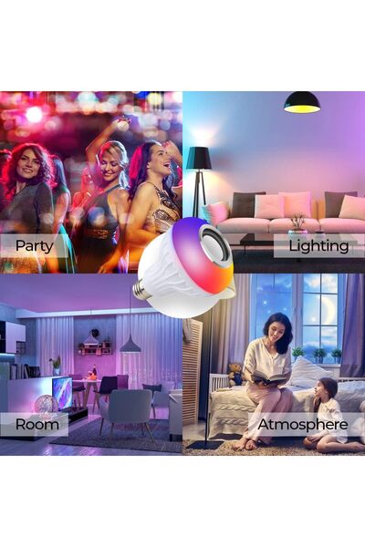 Generic مصباح إضاءة ذكي RGB مزود بمكبر صوت لاسلكي يعمل بتقنية البلوتوث مع جهاز تحكم عن بعد للمنزل والحفلات