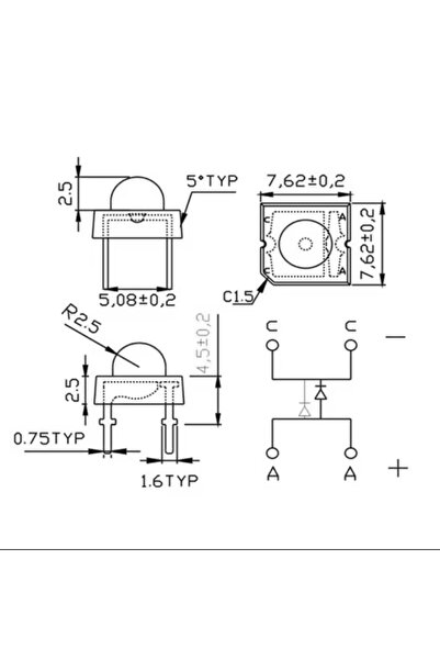 erşahaydınlatma 10 Adet Kırmızı flux led stop lambası ledi 2.0 -2.2 volt 4 bacak kare led