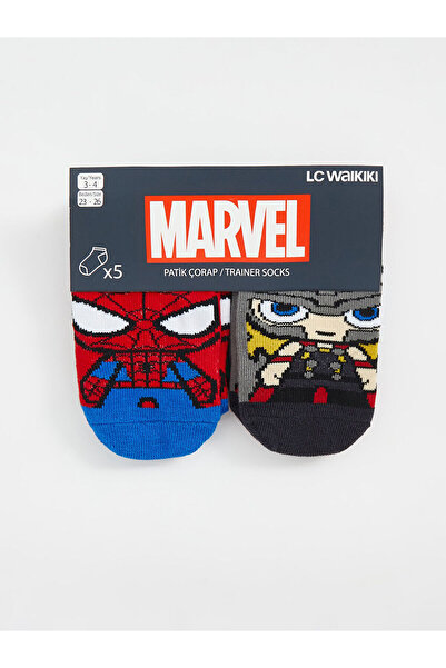 LC Waikiki Spider-Man Desenli Erkek Çocuk Patik Çorap 5'li