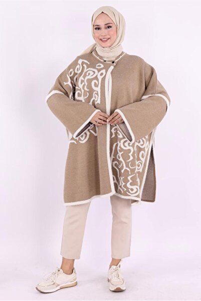 TRENDTESETTÜR Women's Mink Patterned Poncho t 01621