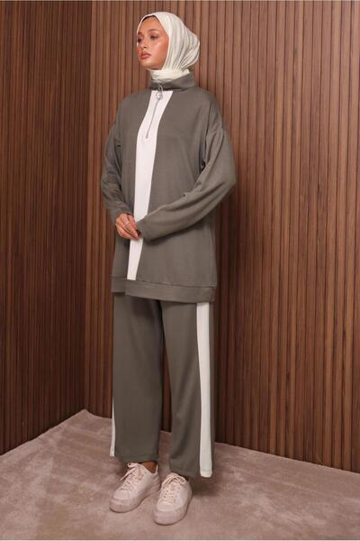 TRENDTESETTÜR Women's Mink Striped Detail Pants Suit t 3035