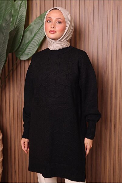 TRENDTESETTÜR Women's Black Knit Tunic t 1107