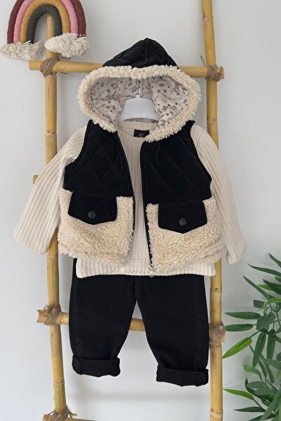 Minigimin Cicileri طقم جينز للأطفال الذكور مكون من 3 قطع مع سترة مبطنة بتفاصي...