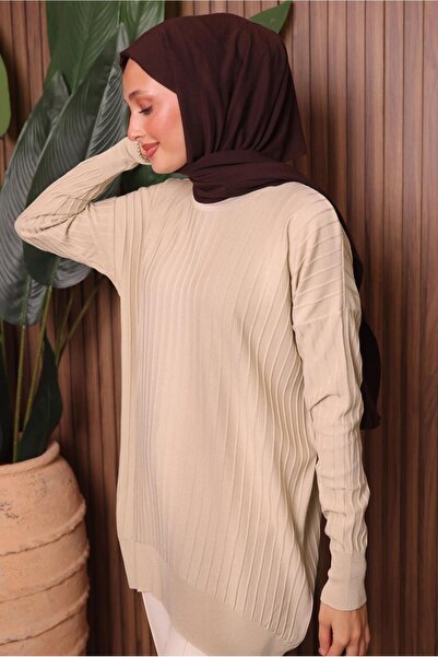 TRENDTESETTÜR Women's Beige Knit Tunic t 0007