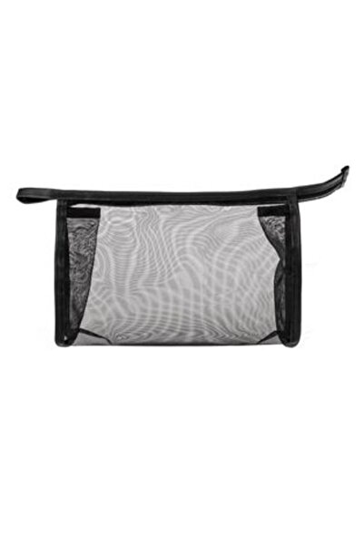 Silver Star Τσαντάκι από πλέγμα μαύρο με χρυσό φερμουάρ 24 x 7 x 15 εκ.