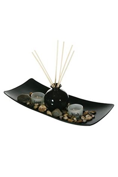 Jumbo Set suporturi de lumânări din lemn și recipient pentru ulei parfumat