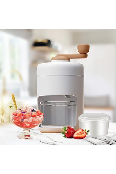 Generic Manual Shaved Ice Machine & Snow Cone Maker | Portable Hand Crank Ice Crusher w/ Freezing Mold