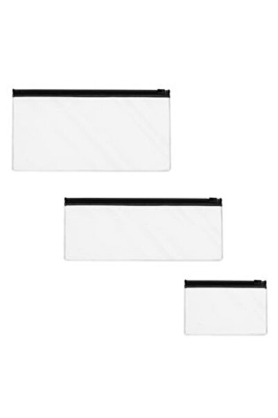 Jumbo Travel Transparent Black Zipper Bag - 3 Pieces