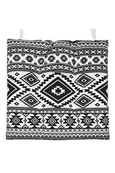 Jumbo Pernă de scaun cu model aztec alb și negru, 42 x 42 cm