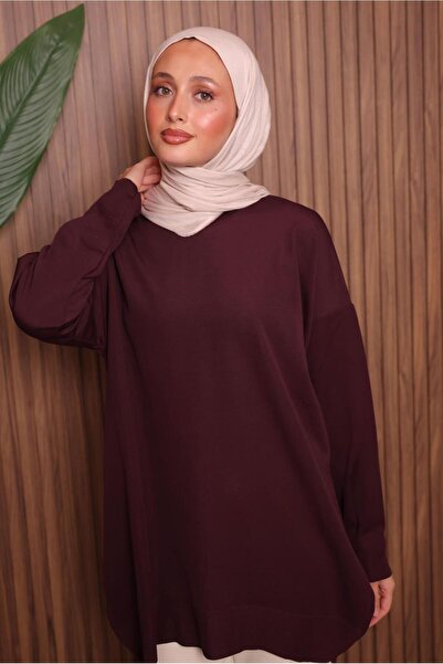 TRENDTESETTÜR Women's Burgundy Knit Tunic t 1007