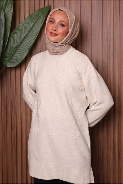 TRENDTESETTÜR Women's Ecru Tricot Tunic t 0207