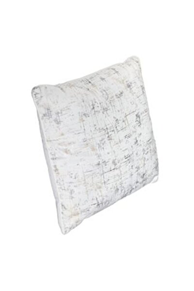 Jumbo Winter Decorative Pillow Ecru Velvet with Golden Foil Pattern 45 x 45 cm