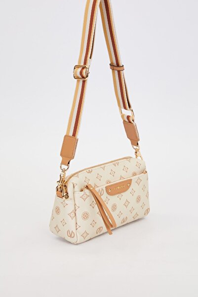 Levidor Coffee Stripe Belted Shoulder Bag