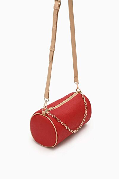 Levidor Red Printed Cylinder Model Handbag