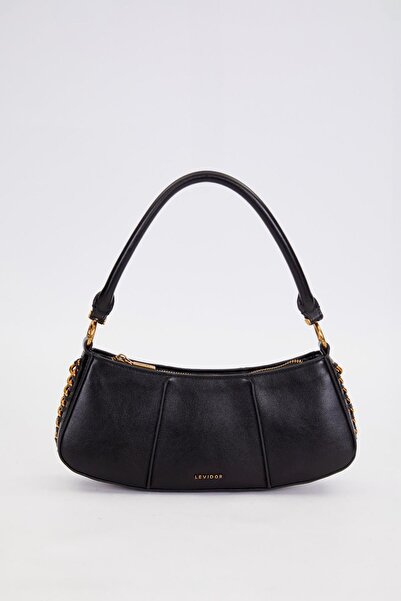Levidor Siyah Kenar Dikiş Görünümlü Omuz Çantası