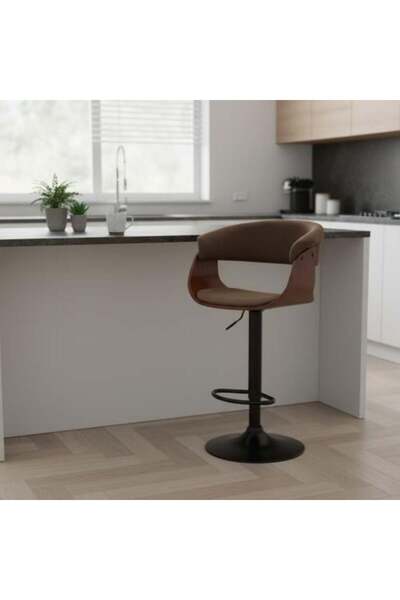 Family Ship كرسي بار (بيستيم) قماش بقاعدة حديد قابلة للتعديل - بني