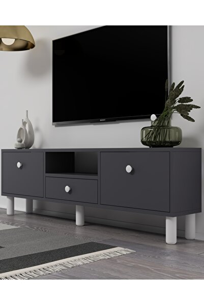 DEMONTE DECOR 1310DROPDD-1 BOHEM TV SEHPASI ANTRASİT-BEYAZ KULP