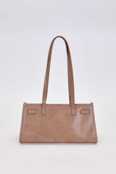 Levidor Khaki Metal Lock Charm Shoulder Bag