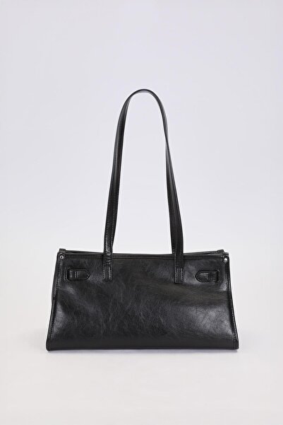 Levidor Siyah Metal Kilit Charmlı Omuz Çantası