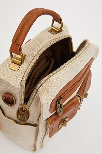 Levidor Khaki Double Compartment Zippered Shoulder Bag