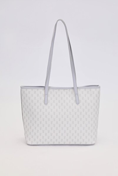 Levidor Gray Gold Shoulder Bag with Accessory Detail