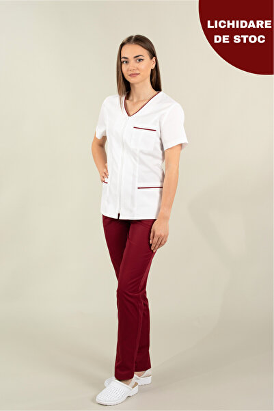 Masstex DISCOUNT - LIMITED STOCK - ADELA MEDICAL BLOUSE, BURGUNDY PANTS