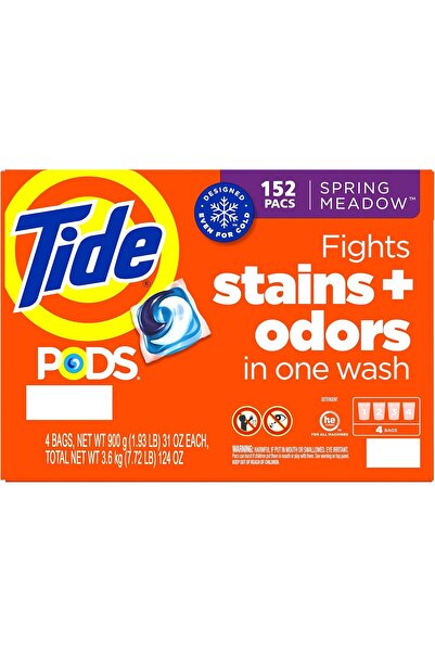 Tide PODS Liquid Laundry Detergent Pacs, Spring Meadow 3-in-1 cold water clean 152 pods