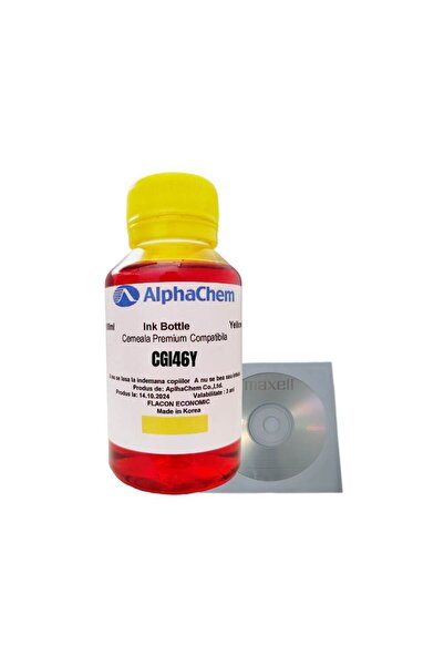 alphachem Flacon Cerneala Compatibil Canon 1x100ml GI-46Y Galben, 1buc Cdr Maxell cu plic