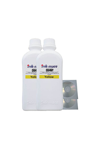 Ink-mate Set Flacon Cerneala Compatibil Canon 2x1000ml GI-46Y Galben, 2buc Cdr Maxell cu plic