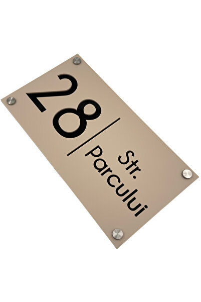 Adresa VIP NUMAR CASA PREMIUM - Crem Satinat Negru Oglinda 4 Distantieri Argi...