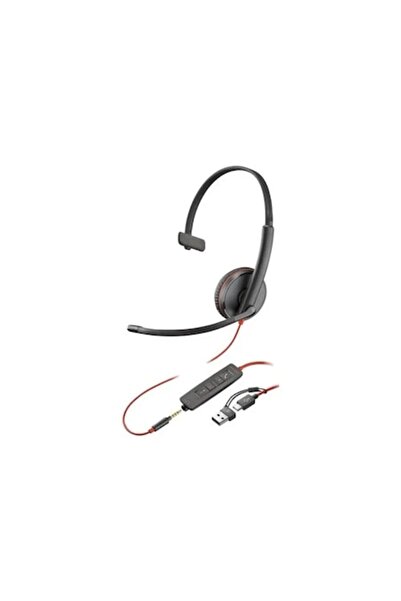 Poly Casti PC Blackwire 3215, USB-C + Adaptor 3.5mm, Negru