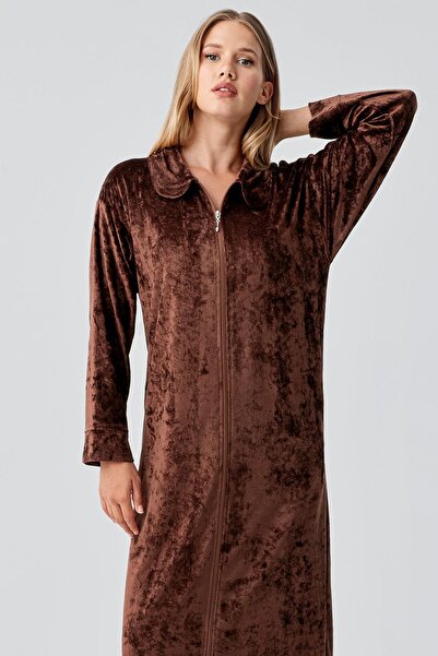 Artış Ελαστικό βελούδινο φόρεμα με μακριά μανίκια και τσέπες με φερμουάρ
