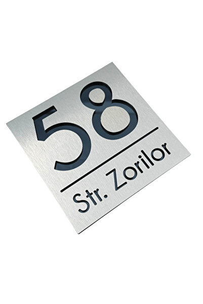 Adresa VIP PREMIUM HOUSE NUMBER - Brushed Aluminum Anthracite Grey Mirror - 1...