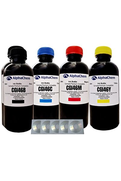 alphachem Compatible Canon Ink Bottle Set 2x200 GI-46BK Black 1x200 GI-46C Cy...