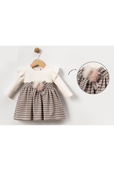 LAMATO BABY MİNİ EKOSELİ PONPONLU KIZ ELBİSE
