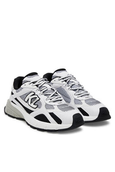 Karl Lagerfeld Ανδρικά Αθλητικά Παπούτσια Λευκά KARL LAGERFELD-KL55525 410 ΛΕΥΚΑ ΑΛΟΥΜΙΝΙΟΥ & ΥΦΑΣΜΑΤΙΝΟ ΜΕ ΜΑΥΡΟ