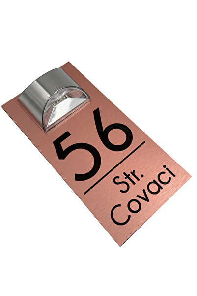 Adresa VIP NUMAR CASA PREMIUM - Aluminiu Periat Cupru Negru Lucios Lampa Sola...