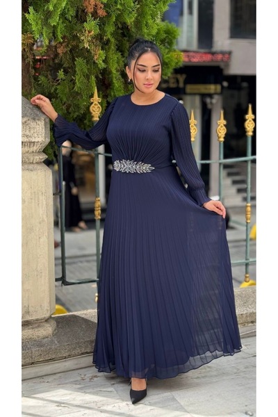live forever Plus Size Pleated Chiffon Evening Dress – Flounce Sleeves, Long ...