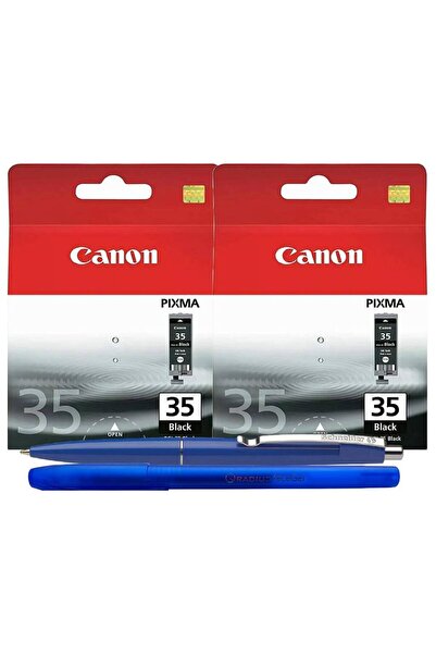 Canon Original Ink Cartridge Set 2x PGI-35B Black 18.6 ml and Schneider Pen